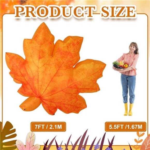 7ft Maple Leaf Inflatable with LED Light Thanksgiving Fall Blow up Yard - Picture 2 of 8